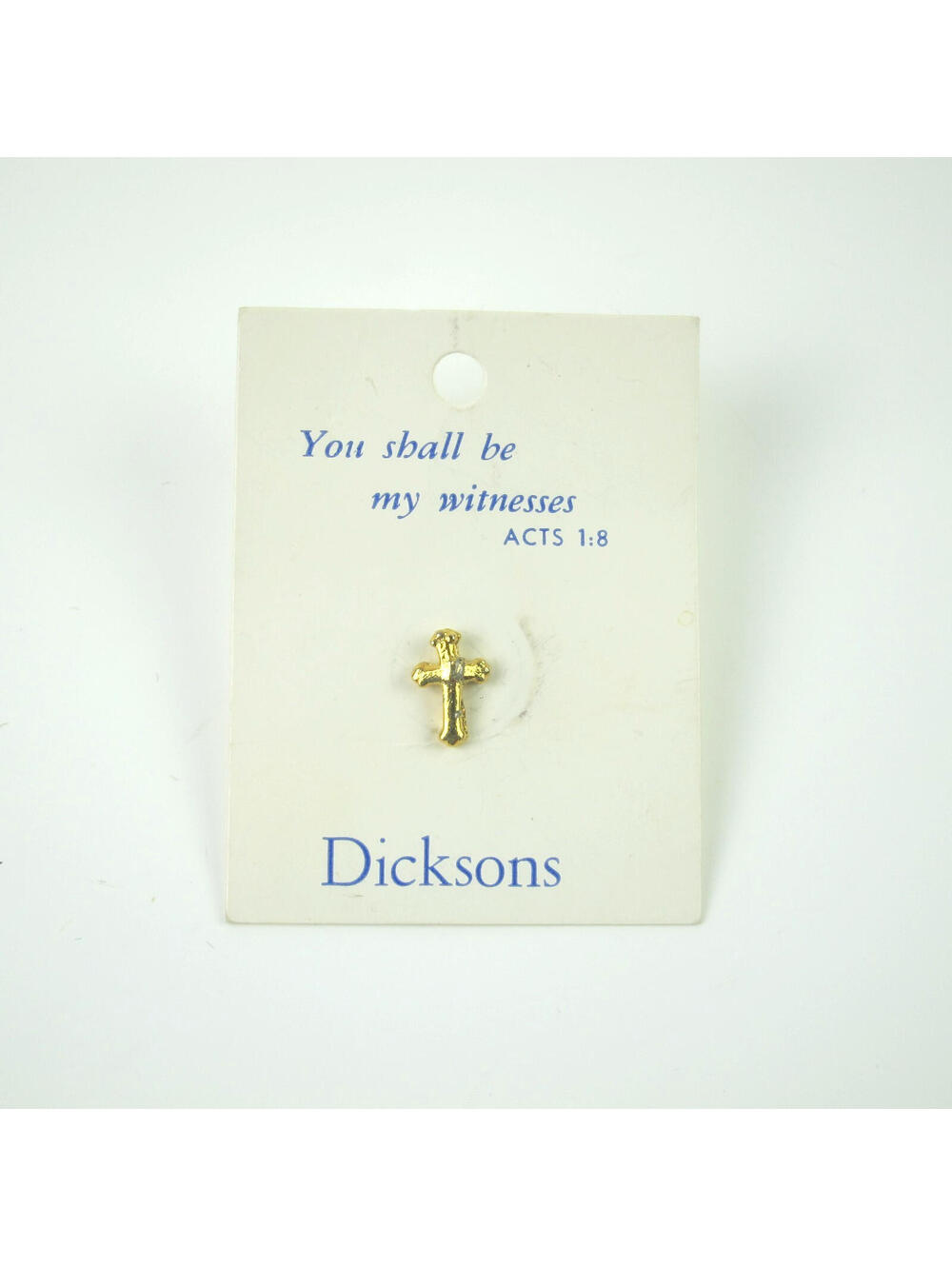 Vintage Cross Lapel Pin Brooch Christian Religious Gold tone Dicksons Made USA